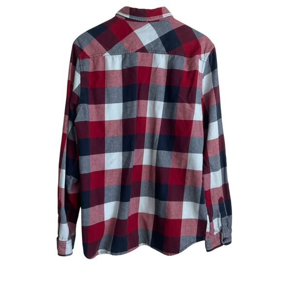 Vans Mens Shirt L Red Plaid Flannel Button Up Rugged Cabincore Travel Casual - Picture 3 of 10